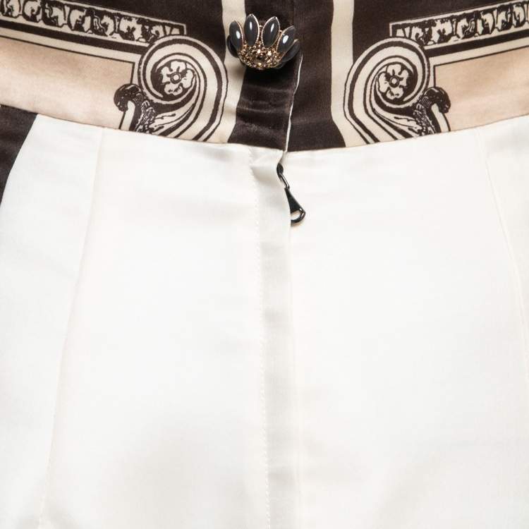 Pre Owned Dolce & Gabbana Beige Ancient Roman Print Silk Organza Midi Skirt S
