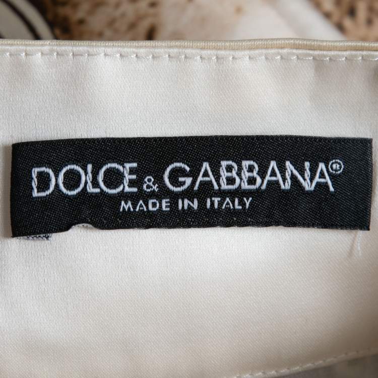 Pre Owned Dolce & Gabbana Beige Ancient Roman Print Silk Organza Midi Skirt S