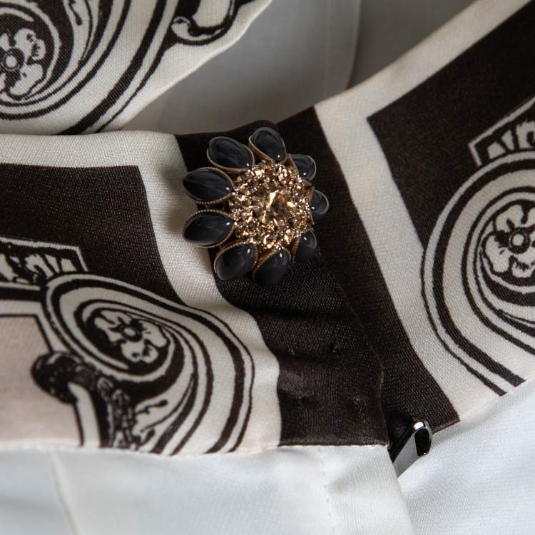 Pre Owned Dolce & Gabbana Beige Ancient Roman Print Silk Organza Midi Skirt S