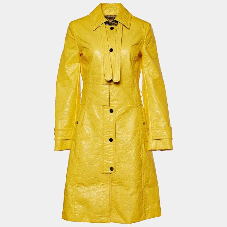 Pre Owned Dolce & Gabbana Yellow Coated Cotton Trench Coat S