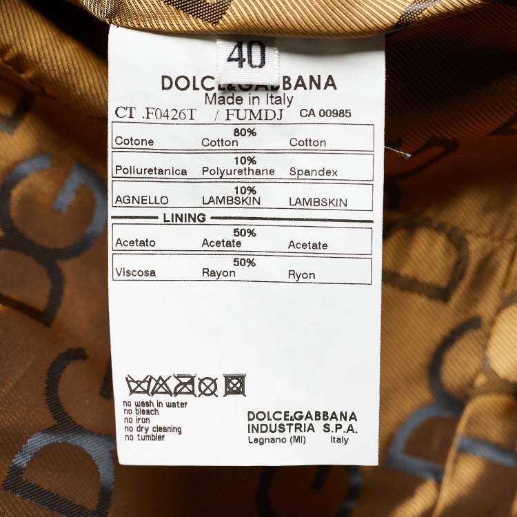Pre Owned Dolce & Gabbana Yellow Coated Cotton Trench Coat S