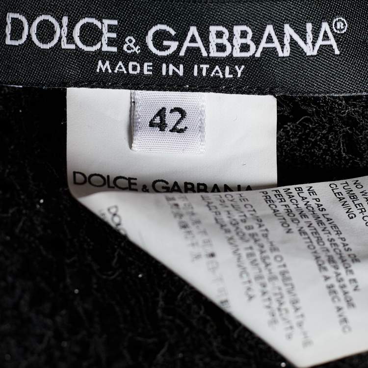 Pre Owned Dolce & Gabbana Black Lurex Lace Ruffled Midi Dress M