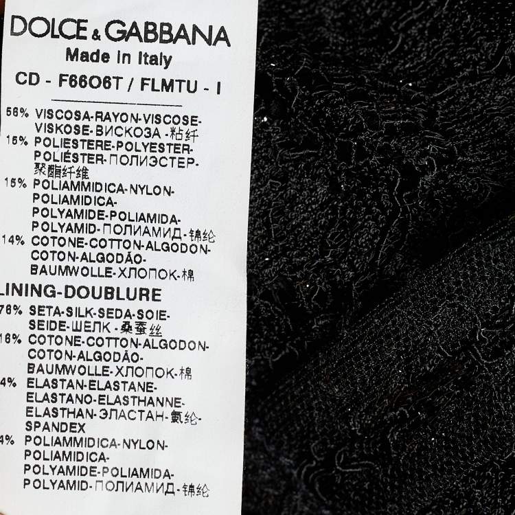 Pre Owned Dolce & Gabbana Black Lurex Lace Ruffled Midi Dress M