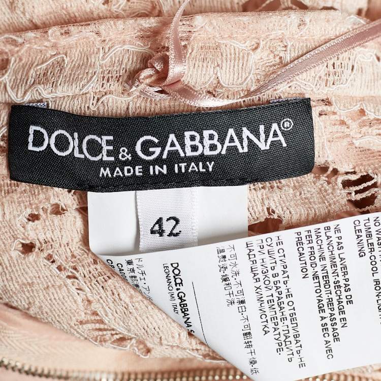 مملوكة مسبقًا Dolce & Gabbana Pale Pink Floral Lace Mini Dress M