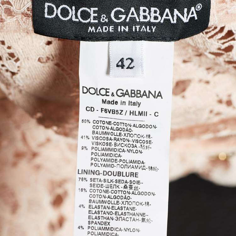 مملوكة مسبقًا Dolce & Gabbana Pale Pink Floral Lace Mini Dress M