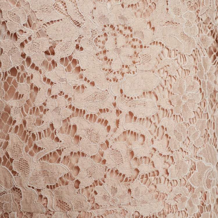 مملوكة مسبقًا Dolce & Gabbana Pale Pink Floral Lace Mini Dress M