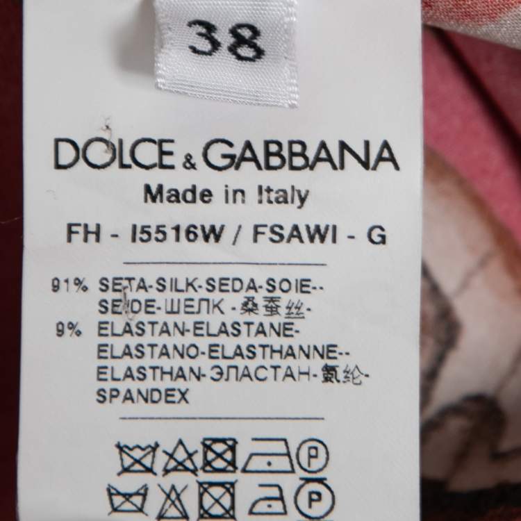 Pre Owned Dolce & Gabbana Red Butterfly Print Silk Pajama Shirt S