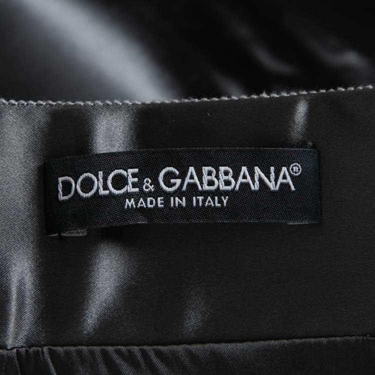 Pre Owned Dolce & Gabbana Grey Satin Pencil Skirt M