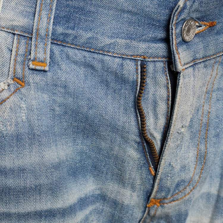 Pre Owned Dolce & Gabbana Blue Denim Zip Detail Classic 14 Fit Jeans L