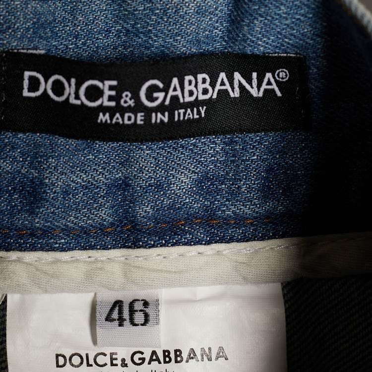 Pre Owned Dolce & Gabbana Blue Denim Zip Detail Classic 14 Fit Jeans L