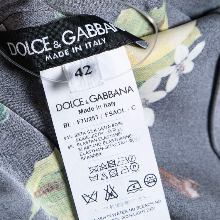 مملوكة مسبقًا Dolce & Gabbana Black Lemon Print Silk Short Sleeve Blouse M