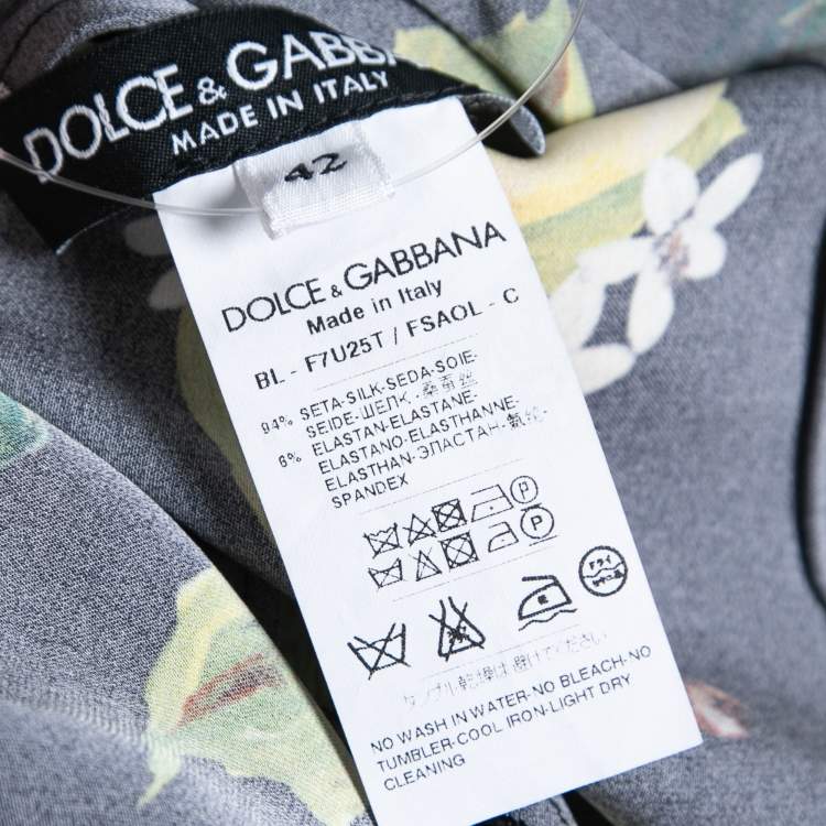 مملوكة مسبقًا Dolce & Gabbana Black Lemon Print Silk Short Sleeve Blouse M