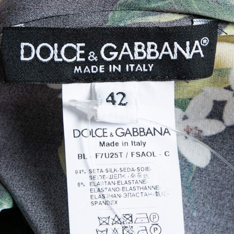 مملوكة مسبقًا Dolce & Gabbana Black Lemon Print Silk Short Sleeve Blouse M