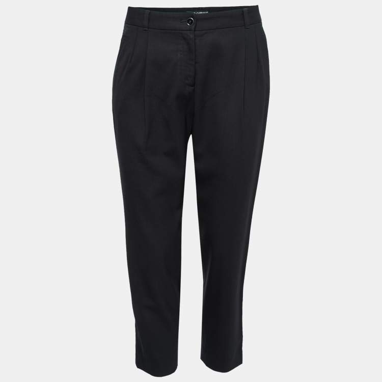 Pre Owned Dolce & Gabbana Black Wool Slim Fit Trousers S Waist 28"