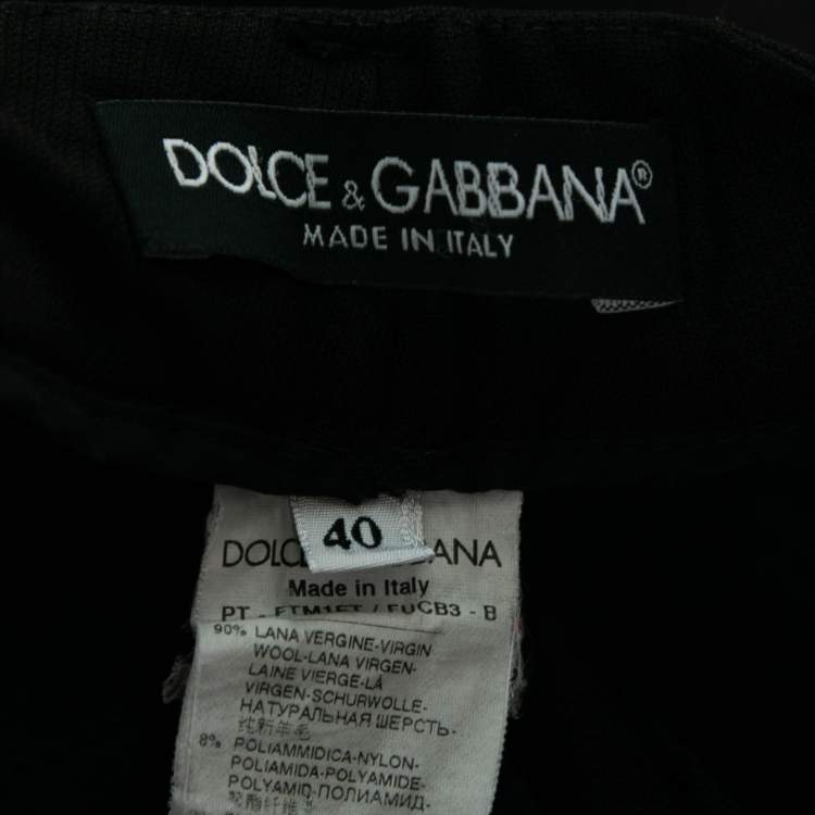 Pre Owned Dolce & Gabbana Black Wool Slim Fit Trousers S Waist 28"