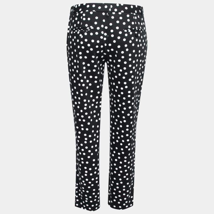 Pre Owned Dolce & Gabbana Black and White Polka Dot Cotton Tapered Leg Trousers M 