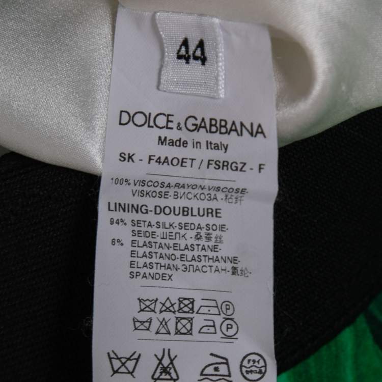 Pre Owned Dolce & Gabbana Green Banana Leaf Print Crepe Knee-Length Skirt M
