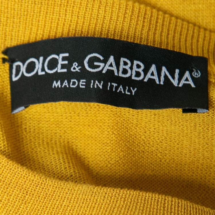 Pre Owned Dolce & Gabbana Yellow Floral Print Knit Pullover Vest M