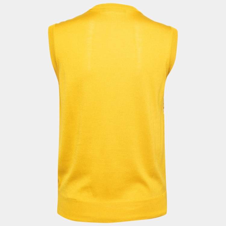 Pre Owned Dolce & Gabbana Yellow Floral Print Knit Pullover Vest M