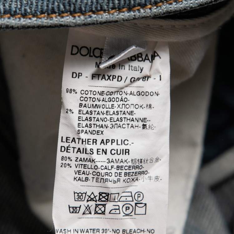 Pre Owned Dolce & Gabbana Blue Distressed Denim Frayed Trimmed Jeans XS Waist 28" 