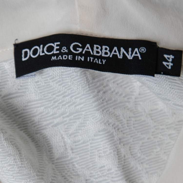 Pre Owned Dolce & Gabbana White Floral Printed Jacquard Hooded Sweatshirt M