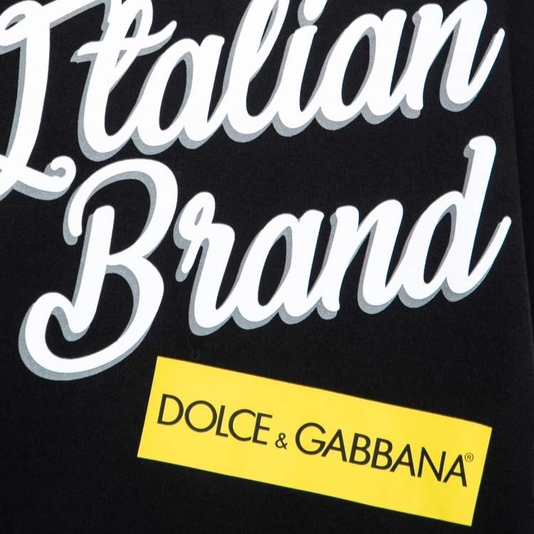 Pre Owned Dolce & Gabbana Black Logo Print Cotton T-Shirt M