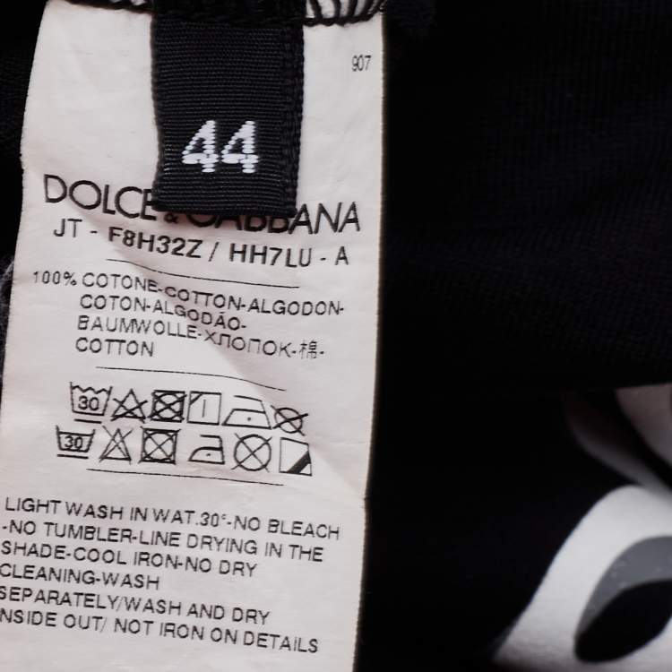 Pre Owned Dolce & Gabbana Black Logo Print Cotton T-Shirt M
