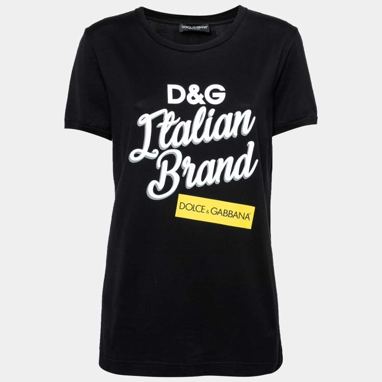 Pre Owned Dolce & Gabbana Black Logo Print Cotton T-Shirt M
