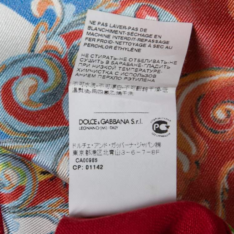 Pre Owned Dolce & Gabbana Red Carretto Siciliano Print Silk Knit Sweater L