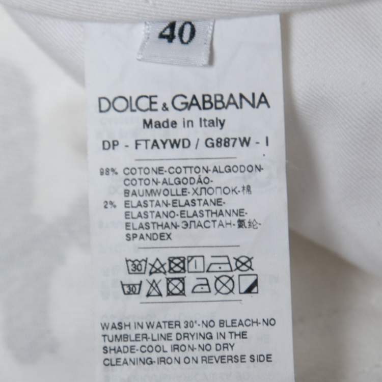 Pre Owned Dolce & Gabbana White Graffiti Print Denim Girly Fit Jeans S Waist 29"