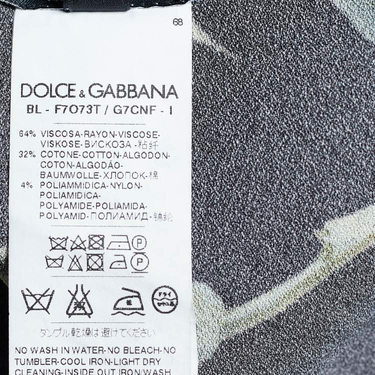 Pre Owned Dolce & Gabbana Black Floral Print Crepe & Lace Paneled Top S