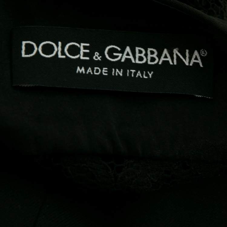 Pre Owned Dolce & Gabbana Black Wool & Lace Button Front Vest S