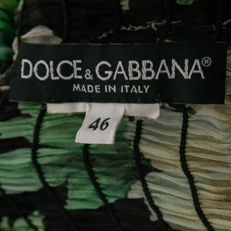 Pre Owned Dolce & Gabbana Black Floral Print Silk Ruffled Off-Shoulder Dress L