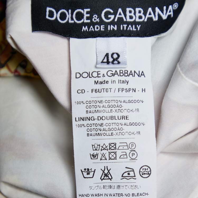Pre Owned Dolce & Gabbana Multicolor Carretto Siciliano Print Cotton Midi Dress L