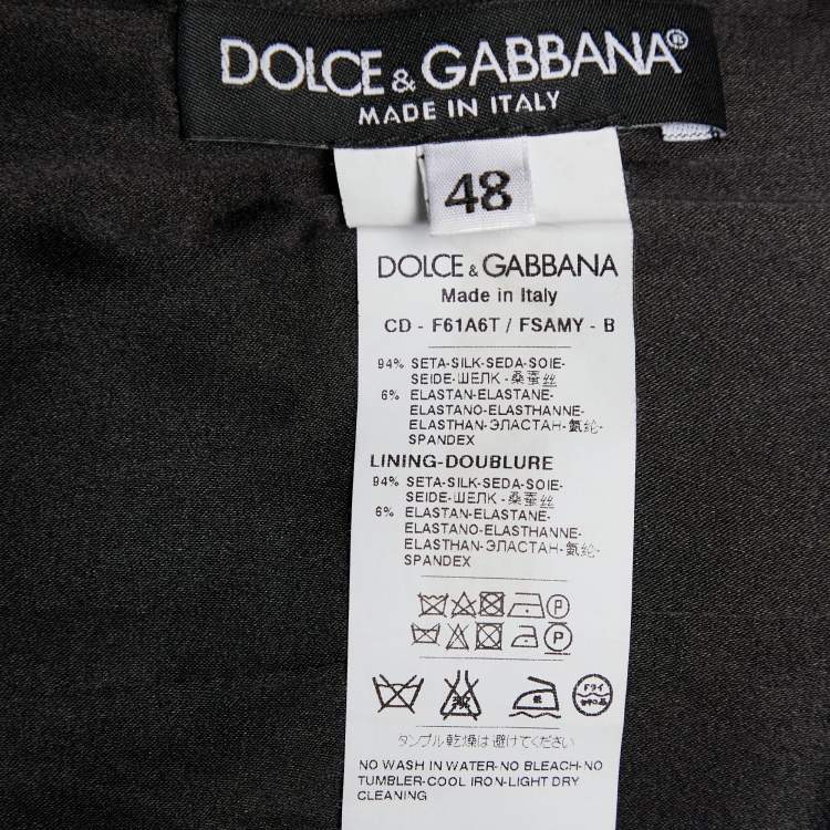 Pre Owned Dolce & Gabbana Yellow Tulip Print Stretch Silk Sheath Dress L