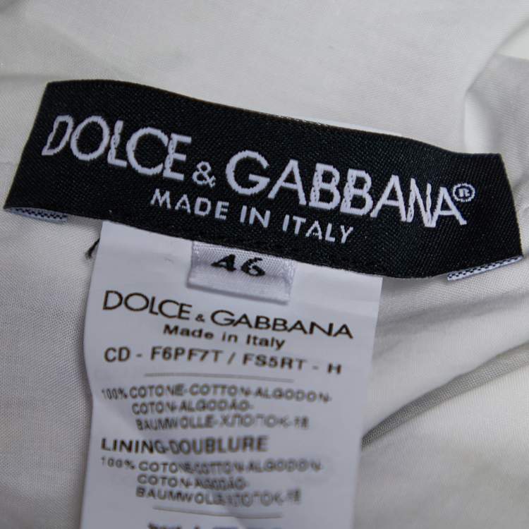 Pre Owned Dolce & Gabbana White Wisteria Print Cotton Flared Dress L
