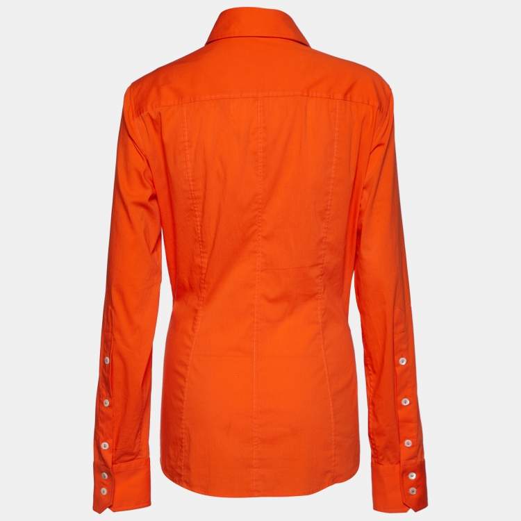 Pre Owned Dolce & Gabbana Orange Cotton Blend Button Front Shirt L