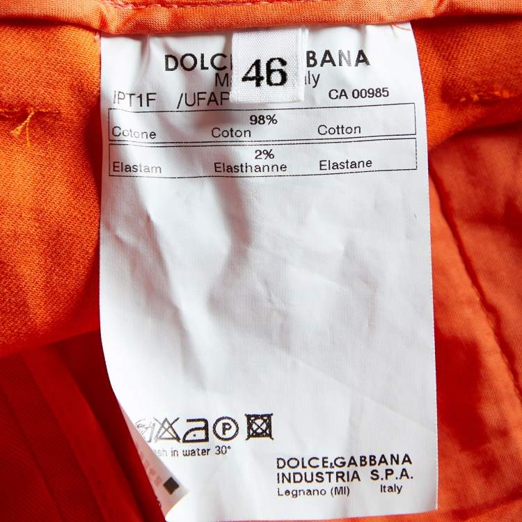 مملوكة مسبقًا Dolce & Gabbana Orange Cotton Straight Fit Jeans L Waist 36"