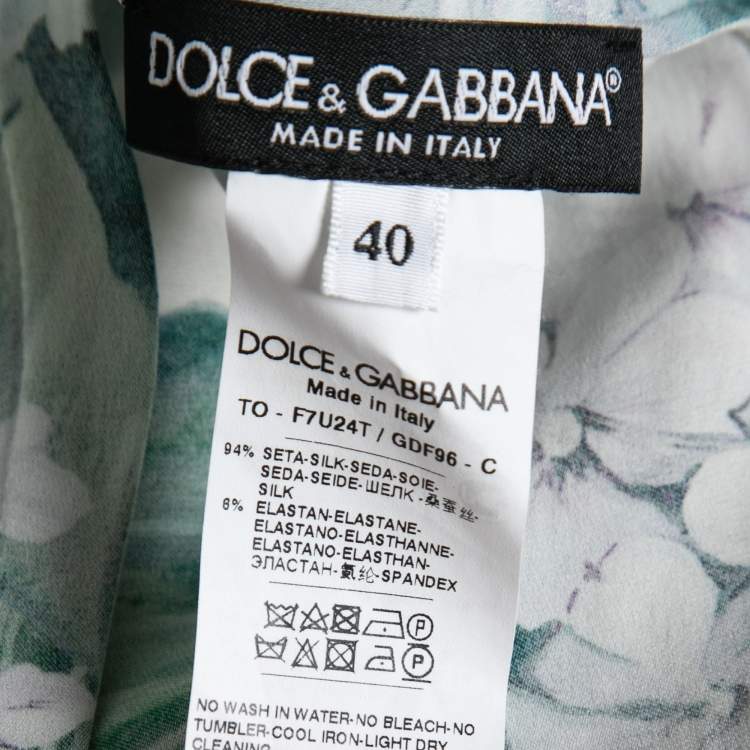 Pre Owned Dolce & Gabbana Green Hydrangea Print Silk Crepe Sleeveless Top S