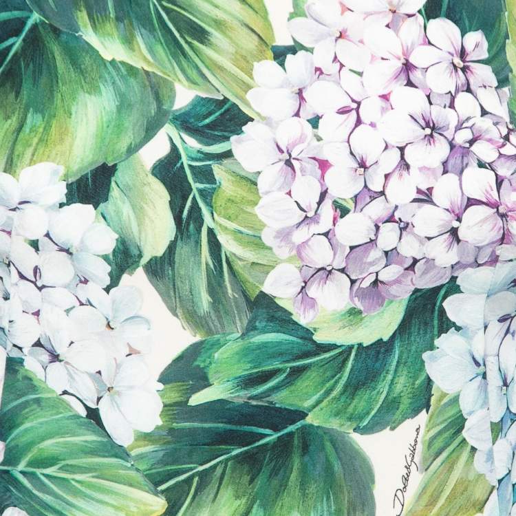 Pre Owned Dolce & Gabbana Green Hydrangea Print Silk Crepe Sleeveless Top S