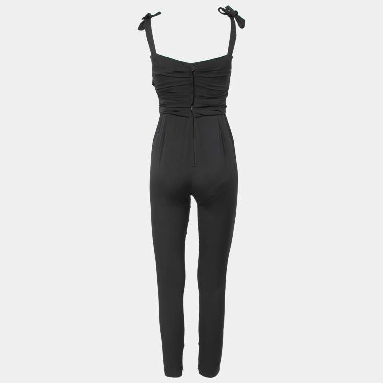 Pre Owned Dolce & Gabbana Black Stretch Silk Draped Jumpsuit S