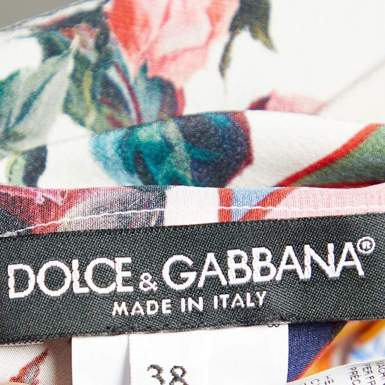 Pre Owned Dolce & Gabbana Multicolor Mambo Print Silk Ruffled Blouse S