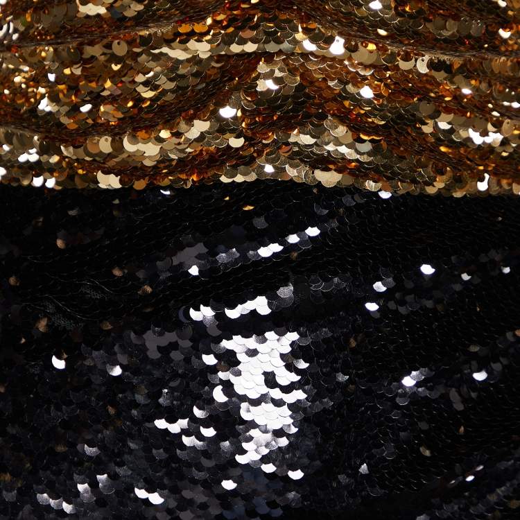 Pre Owned Dolce & Gabbana Black Sequined Strapless Dress S