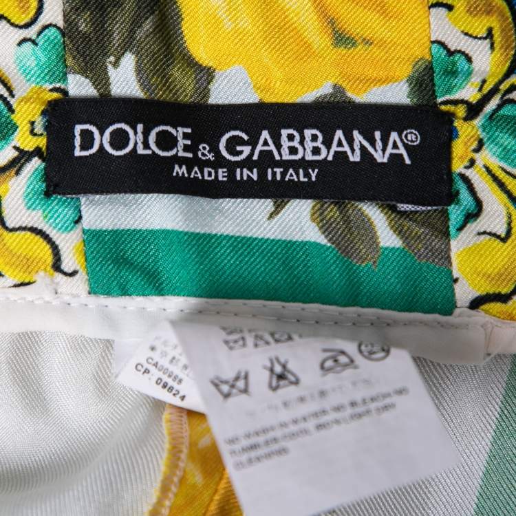 Pre Owned Dolce & Gabbana Multicolor Printed Silk High Waist Shorts XS  