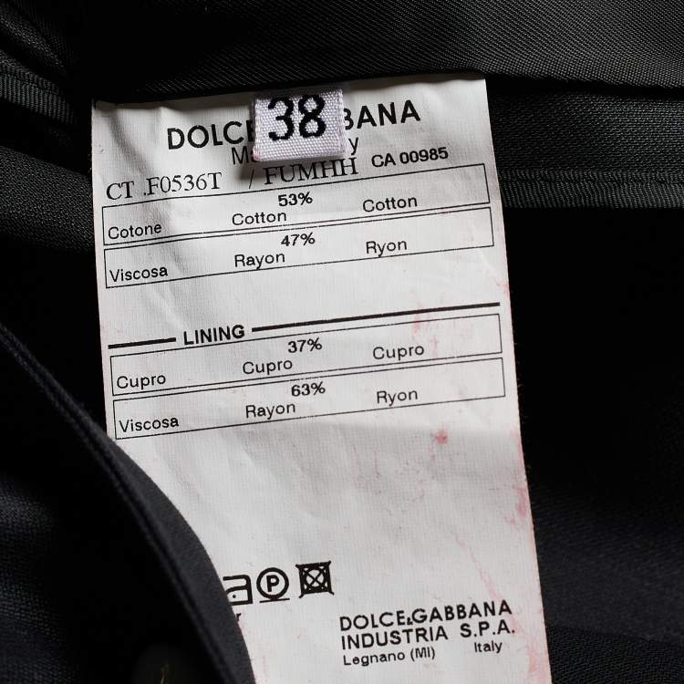 Pre Owned Dolce & Gabbana Black Cotton Mid Length Coat S