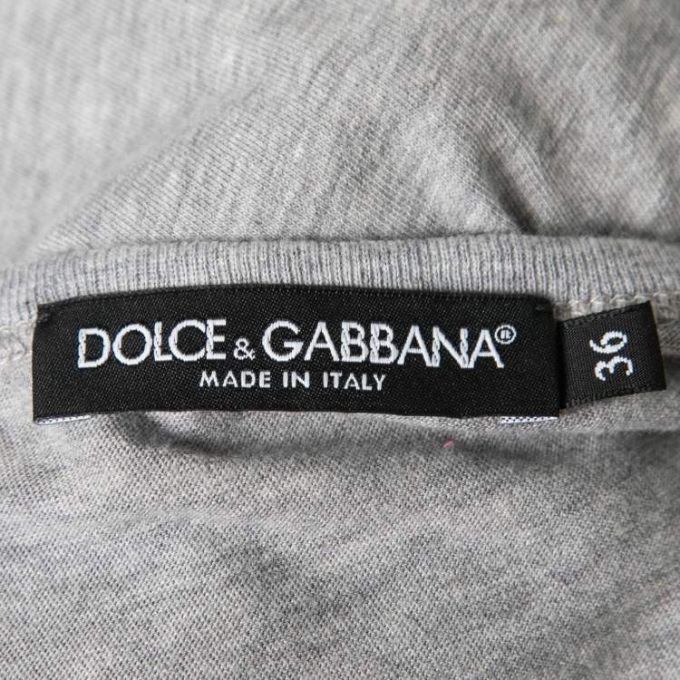 مملوكة مسبقًا Dolce & Gabbana Grey Logo Print Crewneck Tank Top XS 