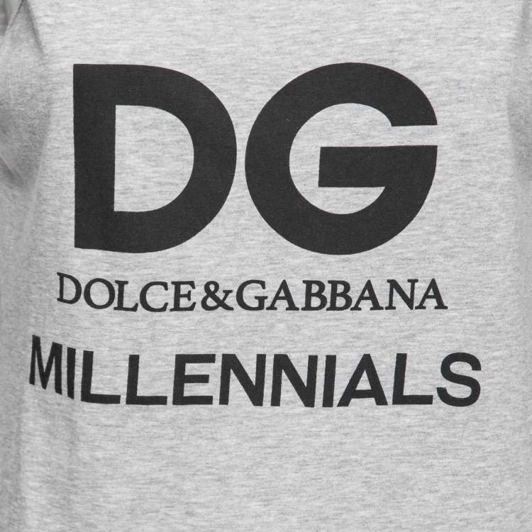مملوكة مسبقًا Dolce & Gabbana Grey Logo Print Crewneck Tank Top XS 