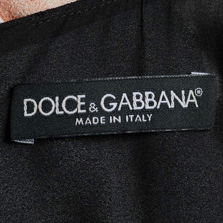 Pre Owned Dolce & Gabbana Black Floral Printed Crepe & Lace Top L