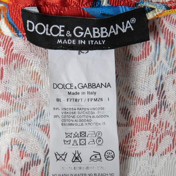 Pre Owned Dolce & Gabbana Multicolor Maria-Carreto Print Jacquard Top L 