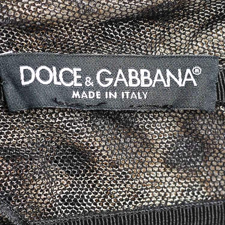 Pre Owned Dolce & Gabbana Brown Animal Print Tulle Bustier Crop Top M